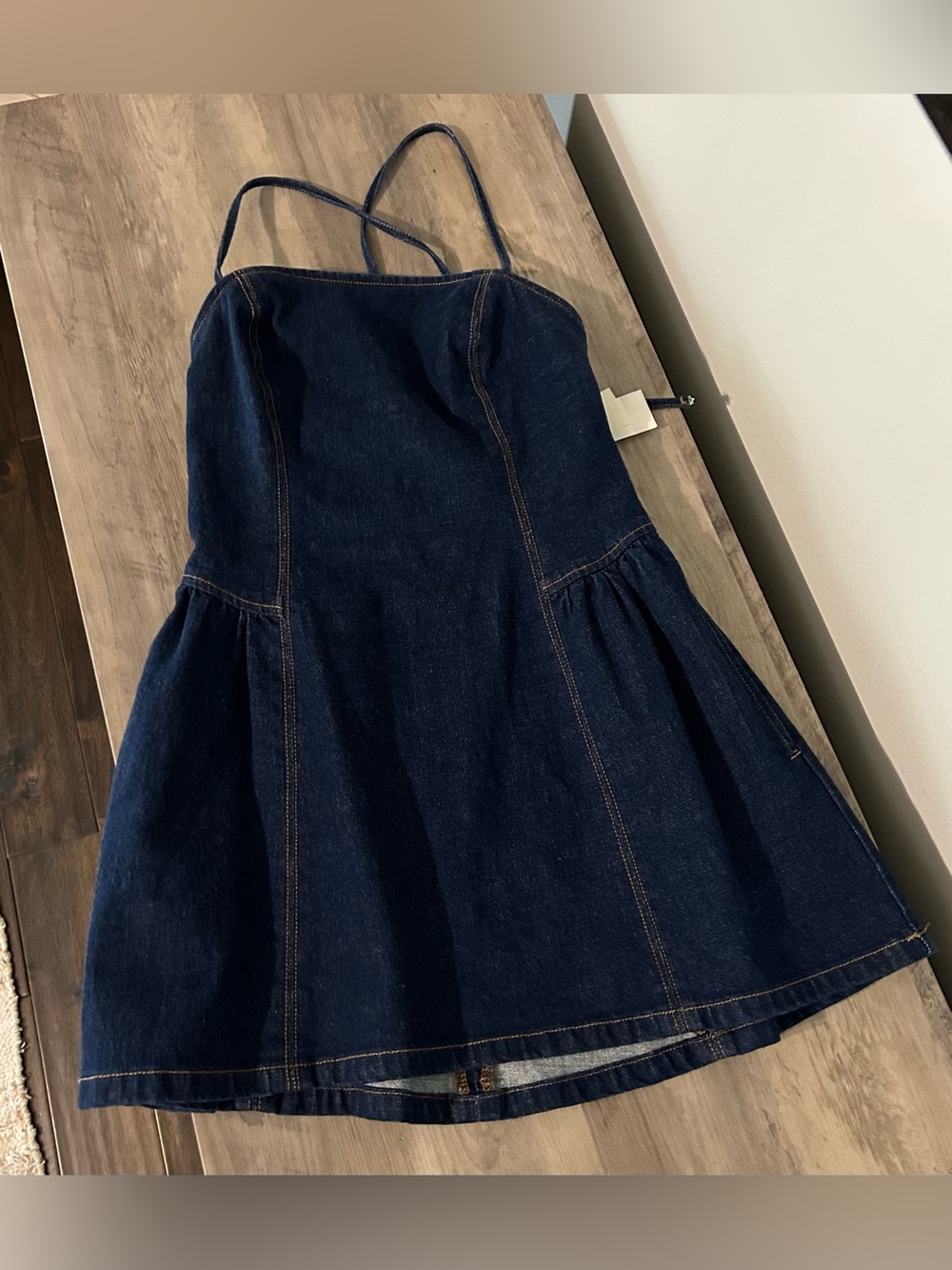 Abercrombie & Fitch Dark Wash Denim Mini Dress NWT Size Small Petite - Picture 2 of 8